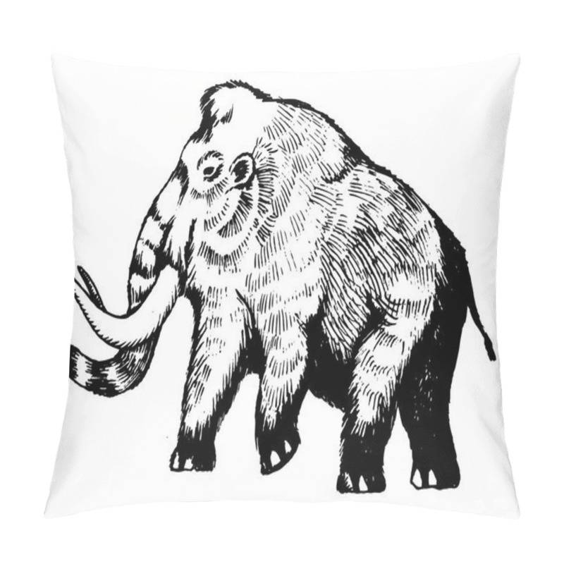 Personality  Mammoth Engraving Vector Illustration Pillow Covers