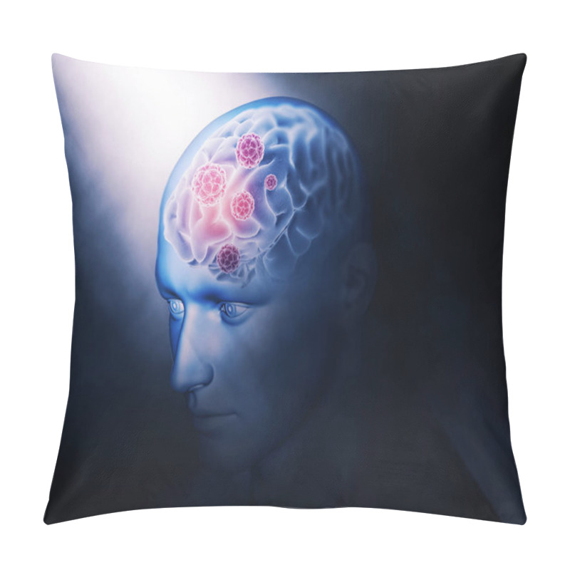 Personality  3D Medical Background With Brain Highlighted Pillow Covers