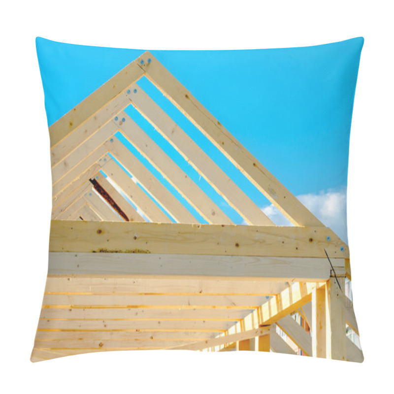 Personality  Detail Of Roof Frame Under Construction Pillow Covers