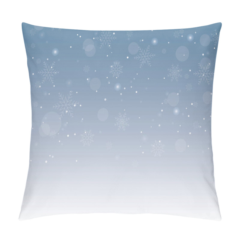 Personality  Christmas And Winter Background With Snowflake Icons And Glow, White To Blue Gradient Pillow Covers