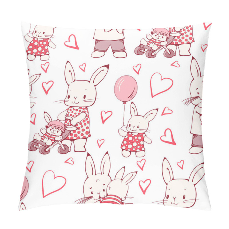 Personality  Pattern With Family Funny Cartoon Bunnies Pillow Covers