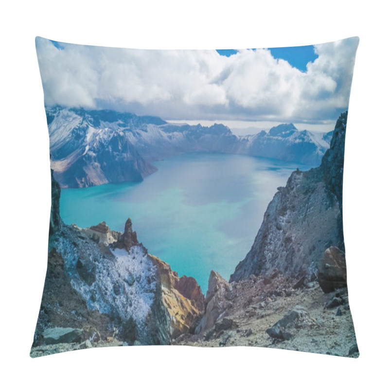 Personality  Scenery Of The Heaven Lake (Tianchi Lake) On The Paektu Mountain Or Changbai Mountain In Yanbian Korean Autonomous Prefecture, Northeast China's Jilin Province, 26 September 2018. Pillow Covers