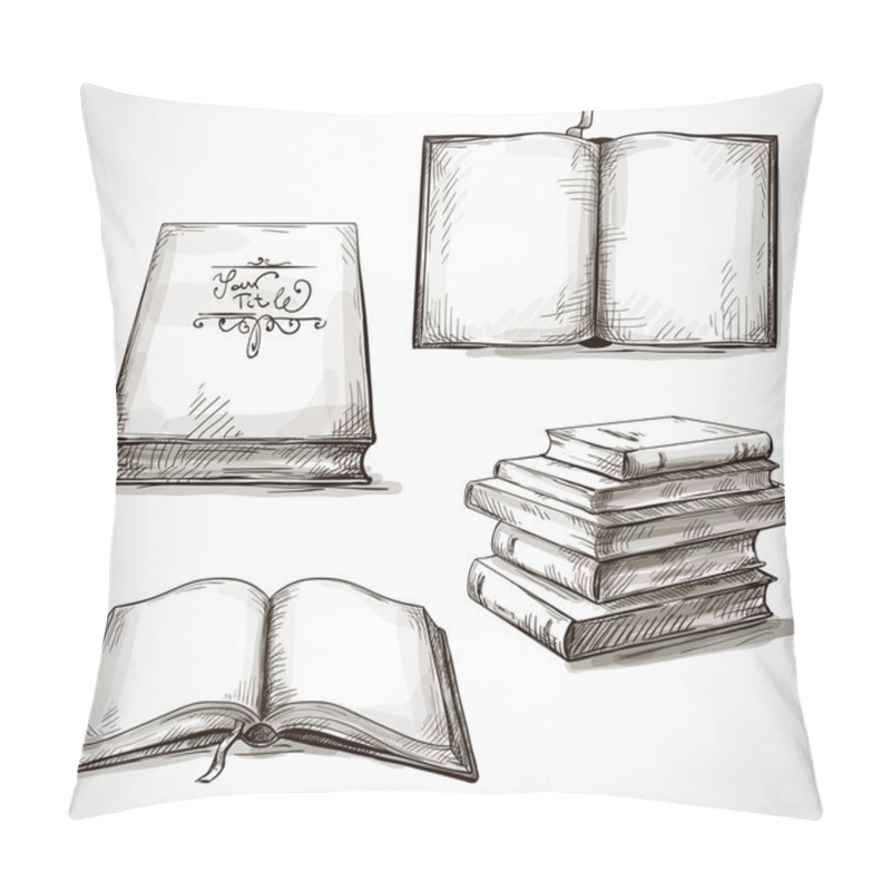 Personality  Set Of Old Books Drawings Pillow Covers