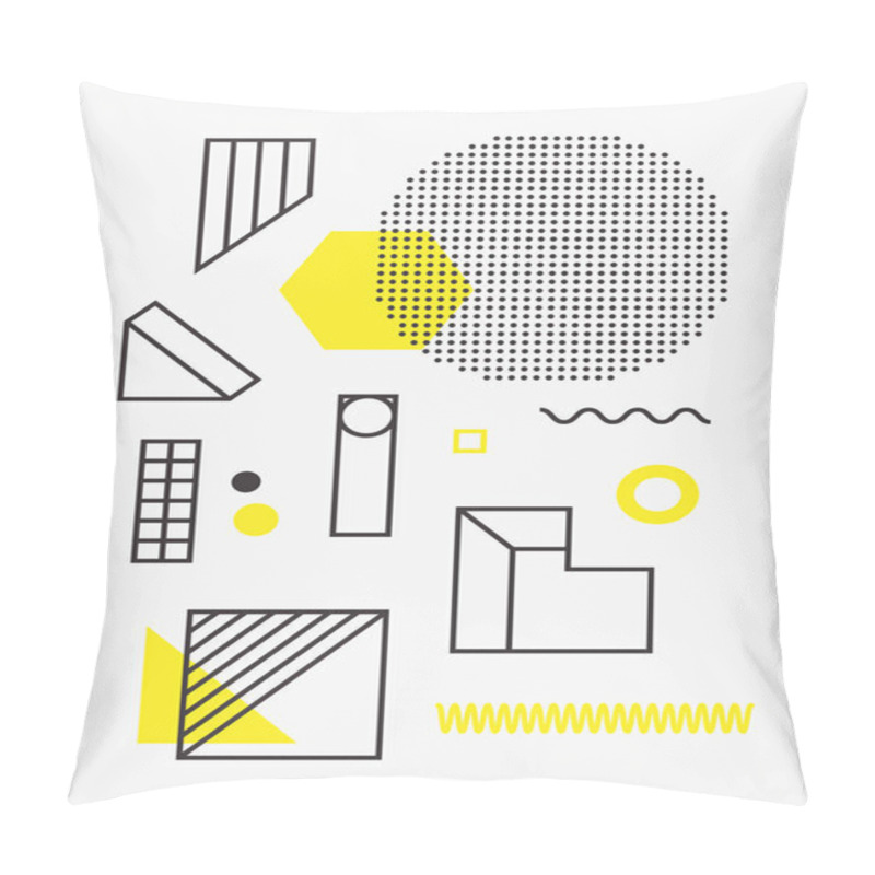 Personality  Universal Trend Poster. Linear Geometric Shapes Set With Halftone Elements Pillow Covers