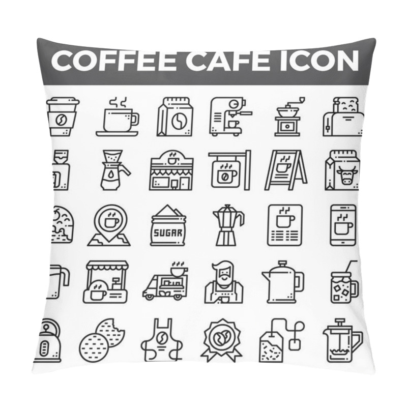 Personality  Coffee Cafe Outline Icons Pillow Covers