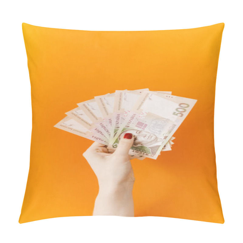 Personality  Cash Money. Ukrainian National Currency Bills. Ukrainian Money. Close Up Finance Background. Pillow Covers