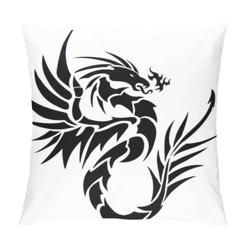 Personality  Stylized Black Tattoo Dragon Pillow Covers