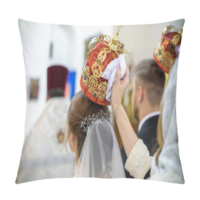 Personality  Traditional Ukrainian Wedding Ceremony Stylish Happy Newlyweds On Church Pillow Covers