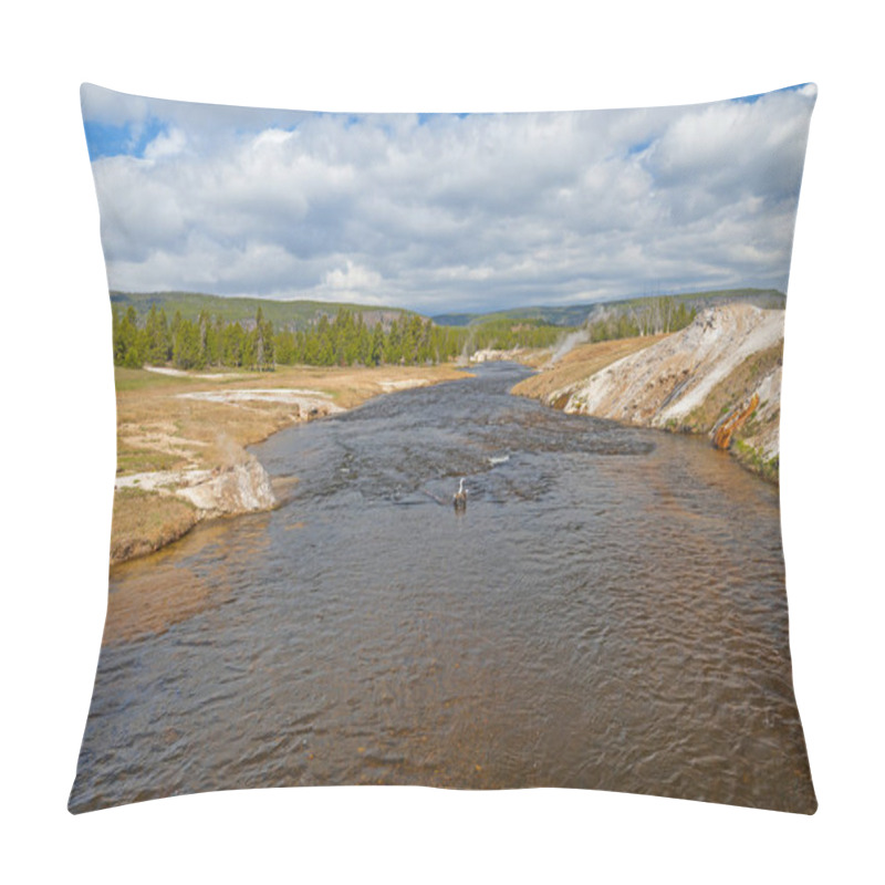 Personality  Hot Water And Minerals Pouring Into The Firehole River In Yellowstone National Park In Wyoming Pillow Covers