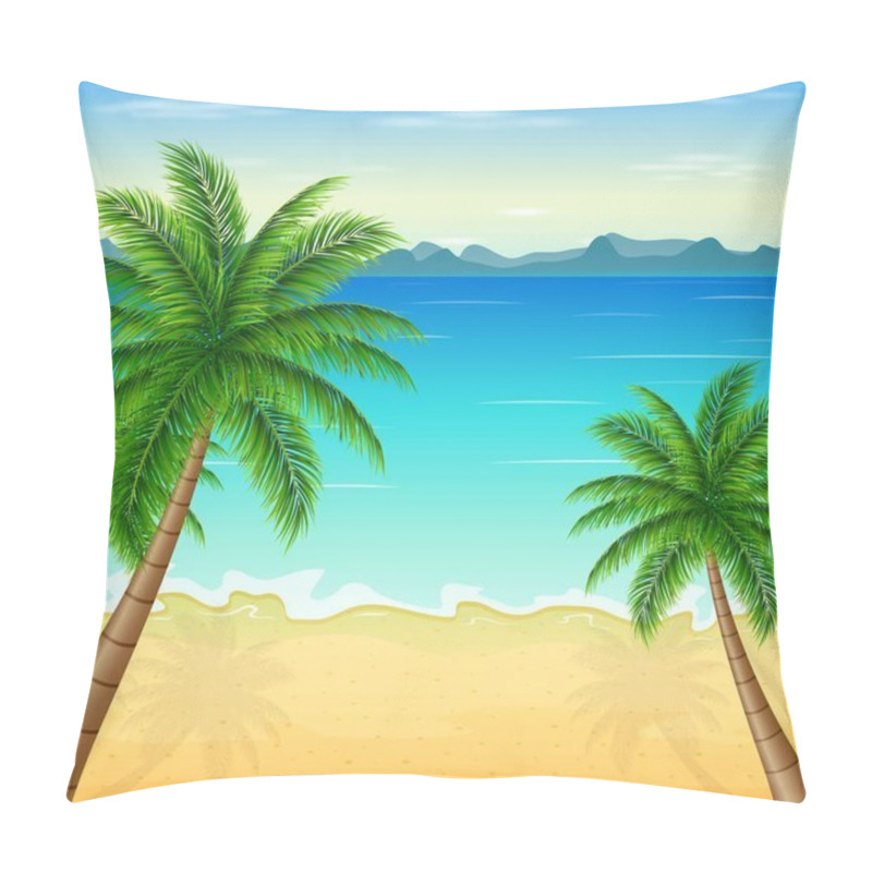 Personality  Tropical Beach With Palm Trees Pillow Covers