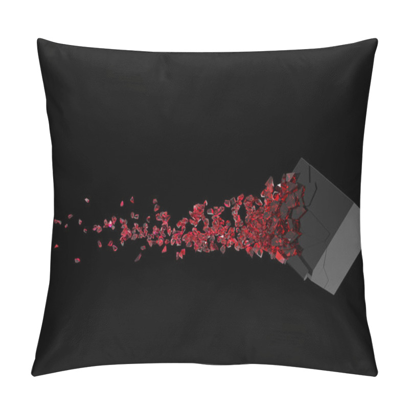 Personality  Abstract Black Geo Cube Shattering Into Red Glass Pillow Covers