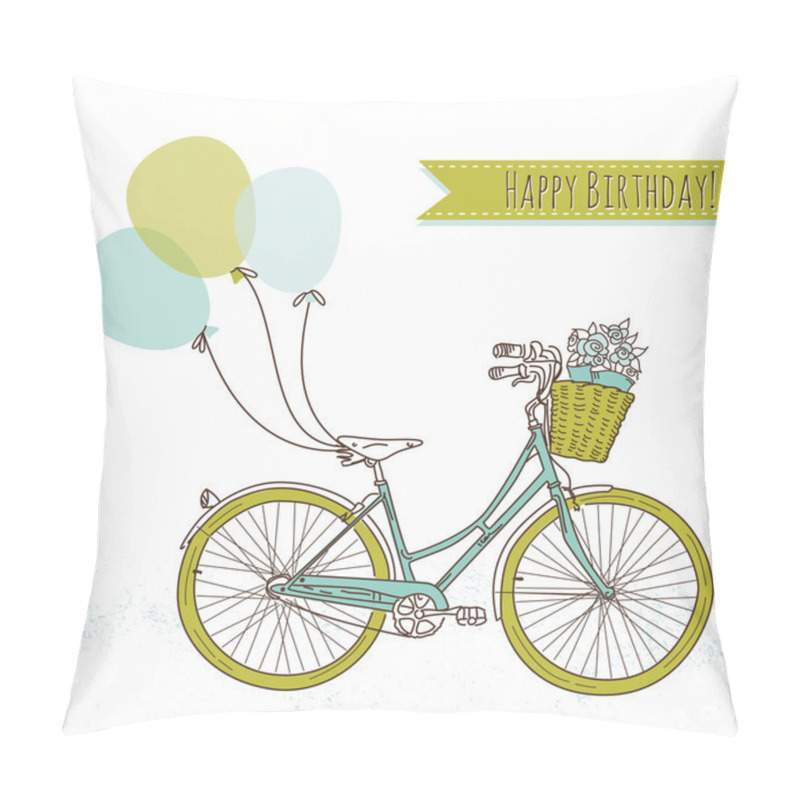 Personality  Birthday Card. Bicycle With Balloons Pillow Covers