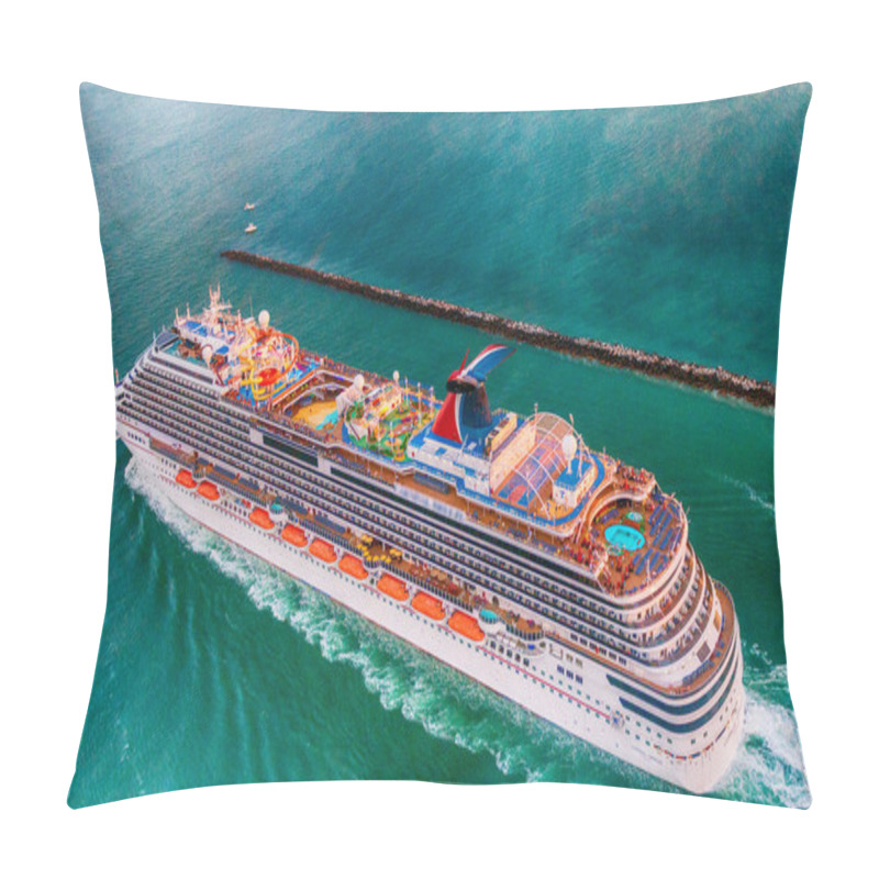 Personality  Crusie Ship On The Ocean, Aerial View Pillow Covers