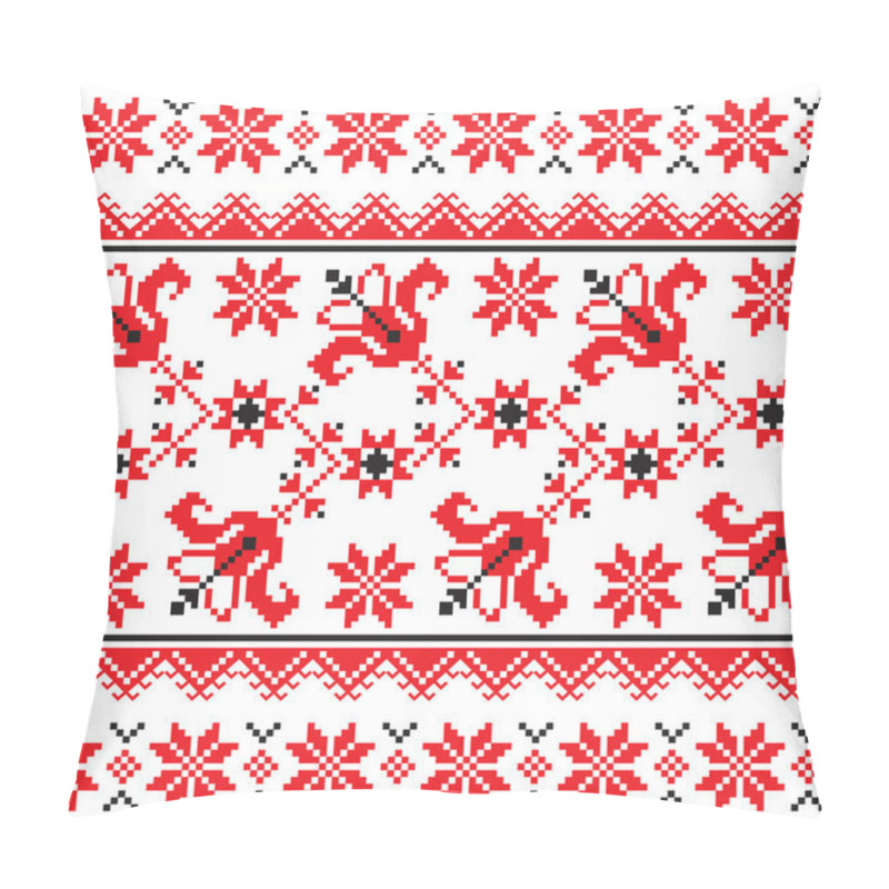 Personality  Ukrainian, Slavic Traditional Folk Knitted Red Emboidery Pattern Pillow Covers