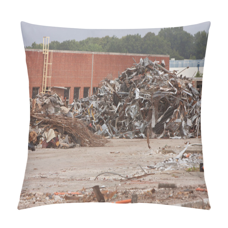 Personality  Debris Is Stacked High At Auto Assembly Plant Demolition Site  Pillow Covers