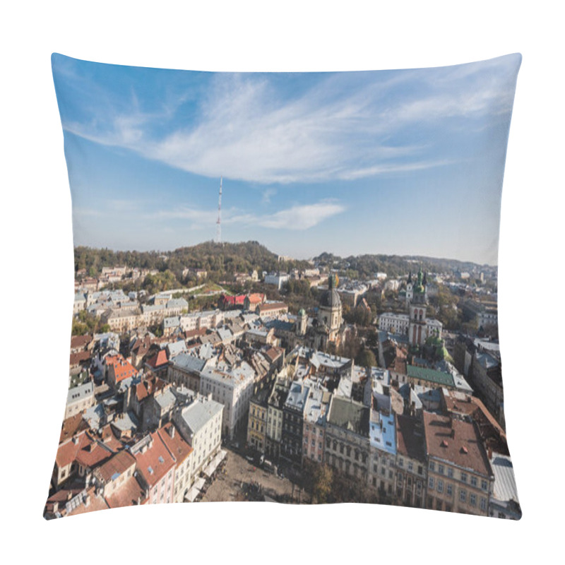 Personality  Aerial View Of Cityscape With Korniakt Tower And Latin Cathedral In Lviv, Ukraine Pillow Covers