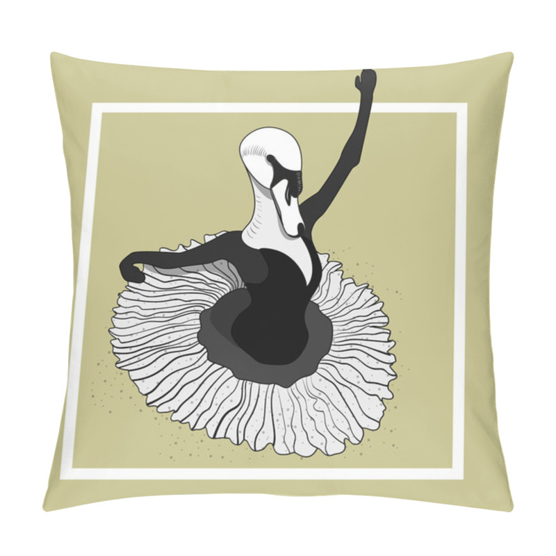 Personality  Swan Ballerina Dancing In A Skirt. Vector Character Pillow Covers