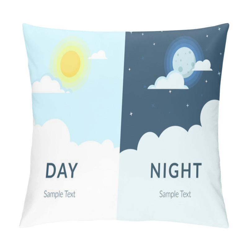 Personality  Half Day Night Of Sun And Moon With Clouds Pillow Covers