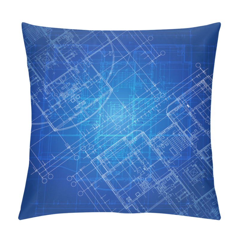 Personality  Urban Blueprint. Architectural Background. Part Of Architectural Project, Architectural Plan, Construction Plan Pillow Covers