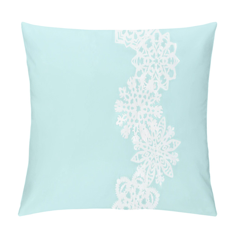 Personality  Decorative Christmas Snowflakes, Isolated On Light Blue With Copy Space Pillow Covers