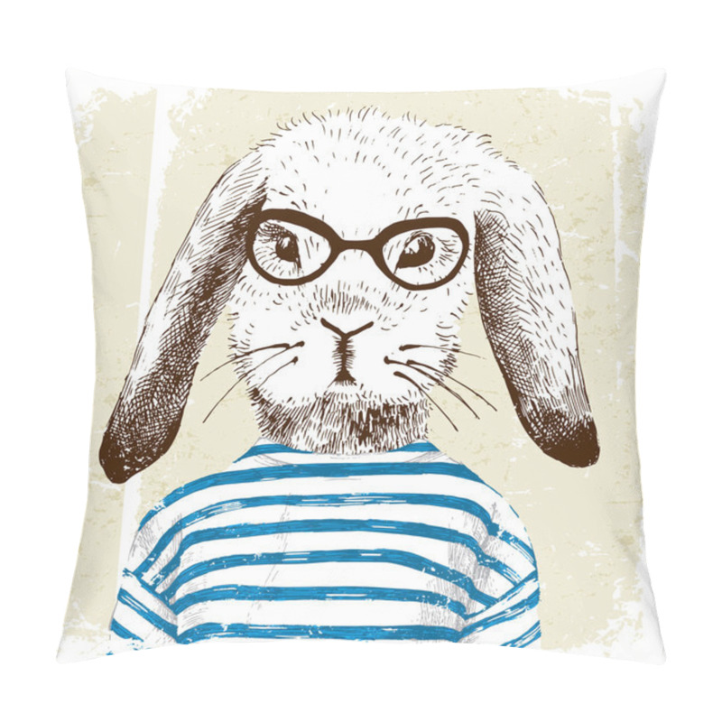 Personality  Illustration Of Dressed Up Bunny Pillow Covers