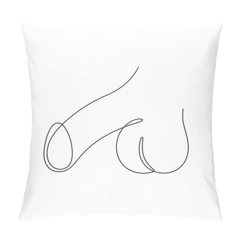 Personality  Penis One Line Continuous Drawing. Male Reproductive Organ And Testicles, Man's Genitals. Phallus Icon. Editable Stroke. Isolated.Vector Illustration. Pillow Covers