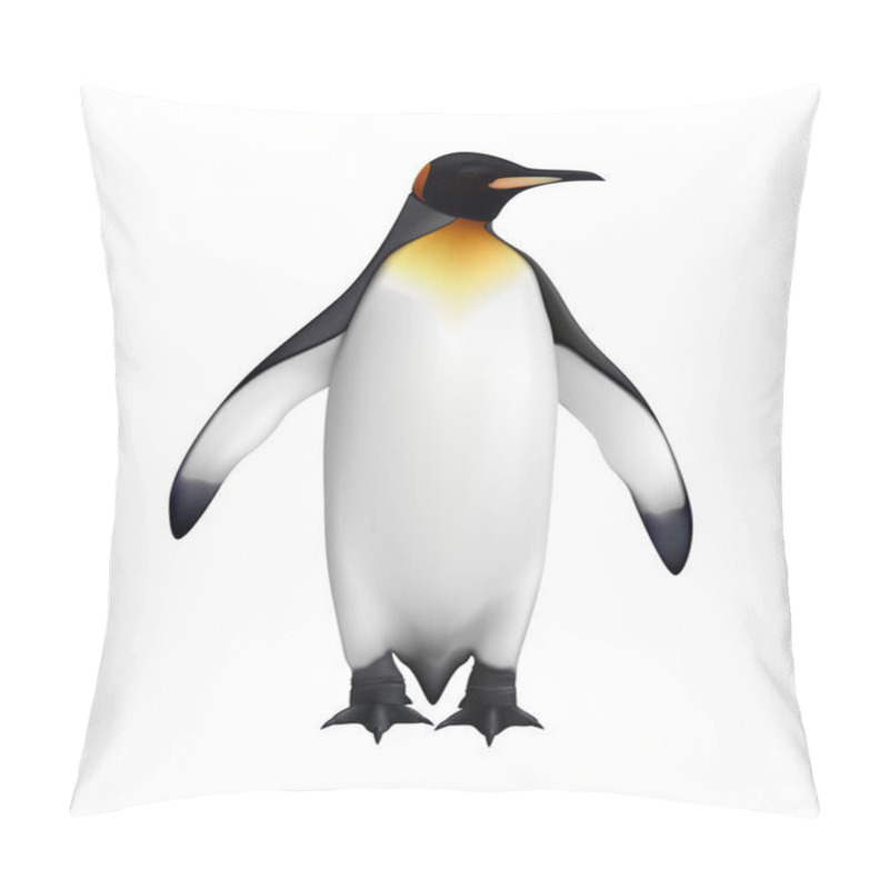 Personality  Penguin Realistic Composition With Isolated Image Of Arctic Bird On Blank Background Vector Illustration Pillow Covers