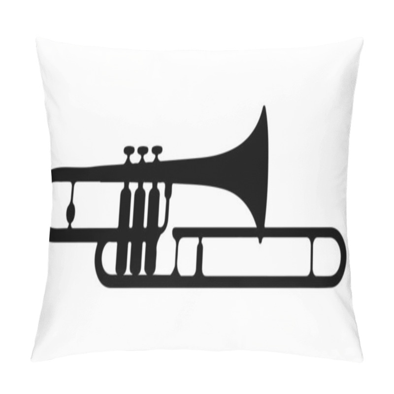 Personality  Trombone Silhouette Vector Art On White Background Pillow Covers