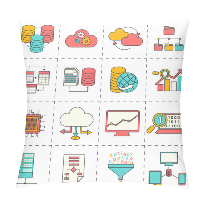 Personality  Data Analysis Flat Line Icons Pillow Covers