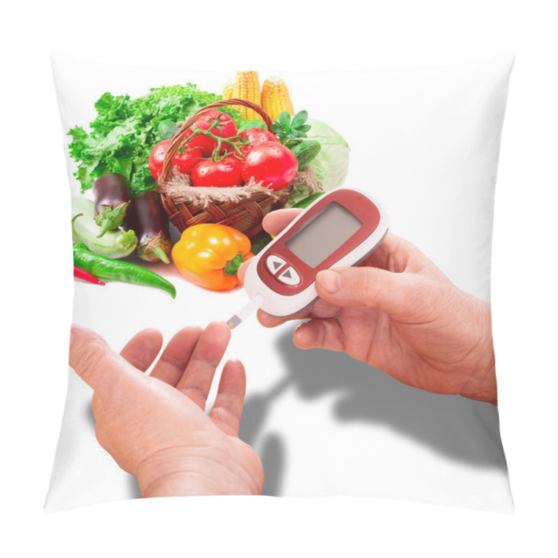 Personality  Woman Makes Testing  High Blood Sugar. Pillow Covers