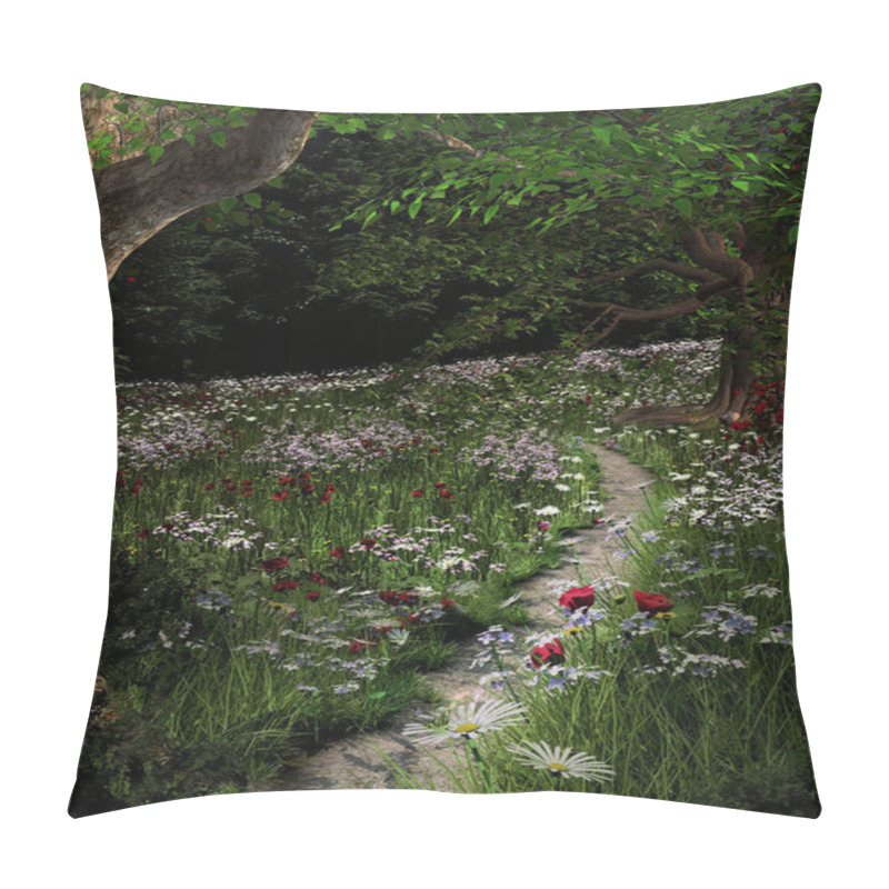 Personality  Forest Footpath In The Summertime - 3D Illustration Pillow Covers