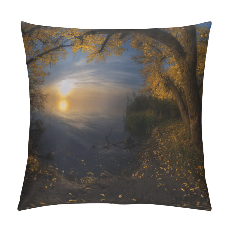 Personality  Autumn Sunrise On The River Pillow Covers