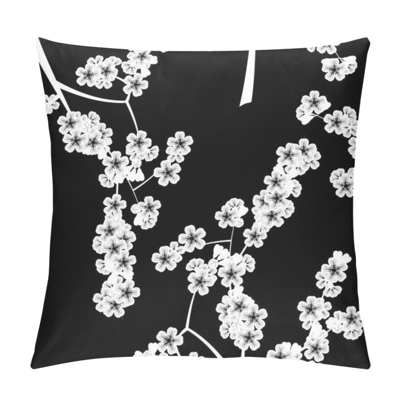 Personality  Seamless Pattern With Black Cherry Flowers Pillow Covers