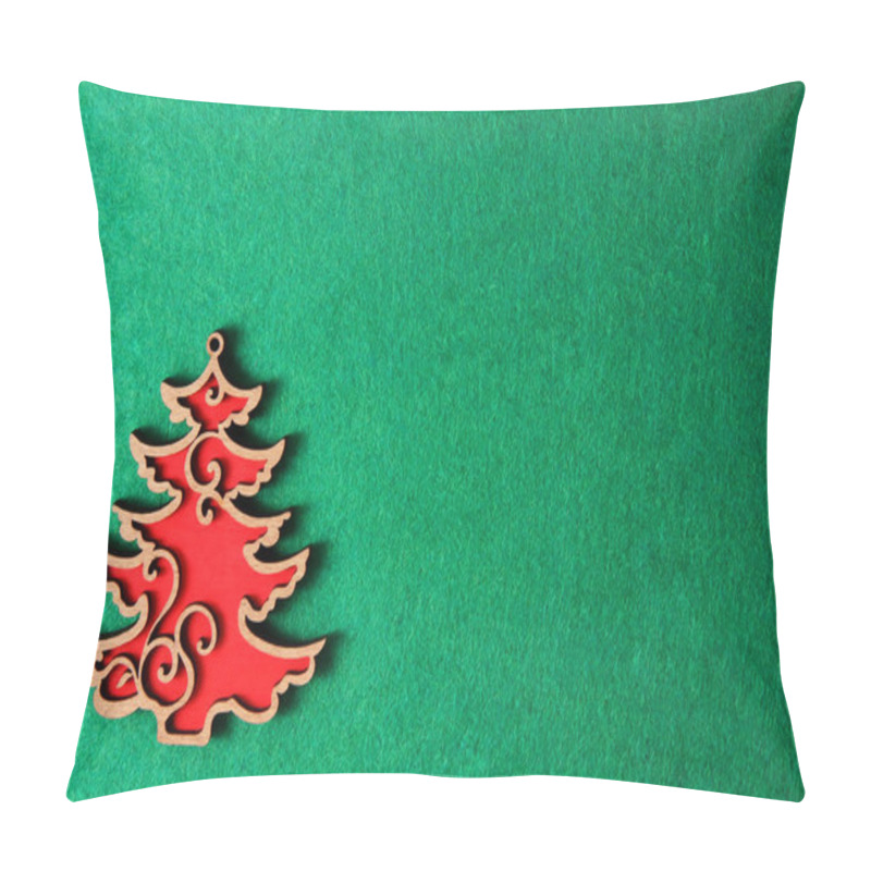 Personality  Christmas tree on the green background of the texture, wooden eco decoration, toy pillow covers