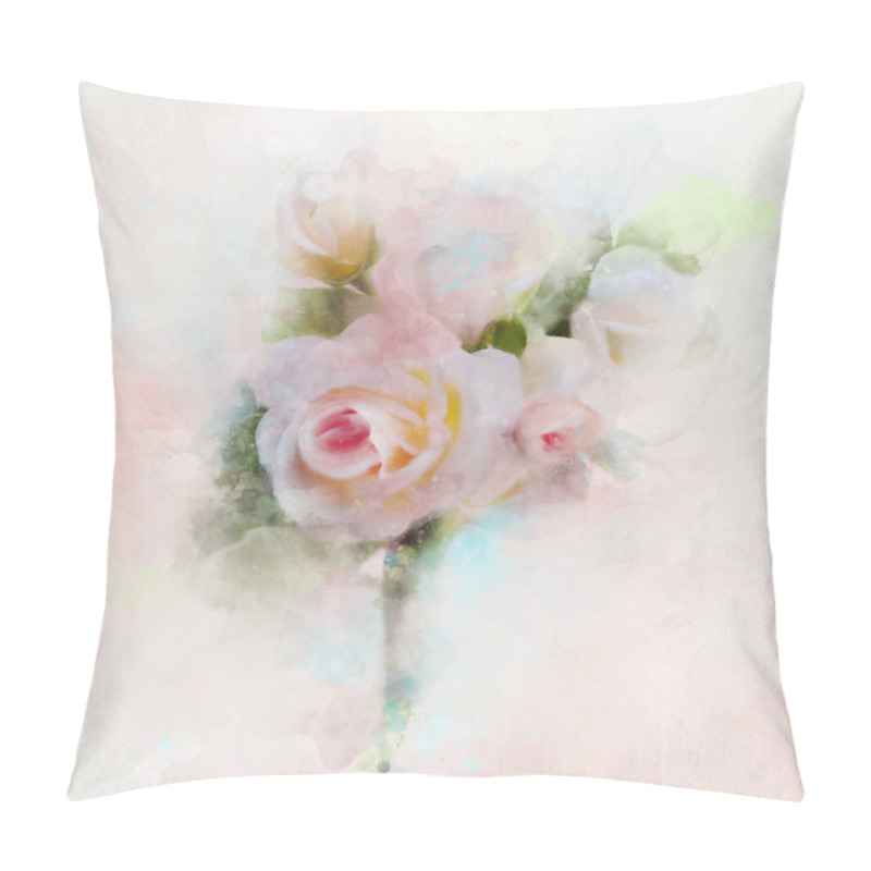 Personality  Spring And Summer Flowers Collection - Romantic Frame With Lovely Pink Roses In Digital Watercolor Style Pillow Covers