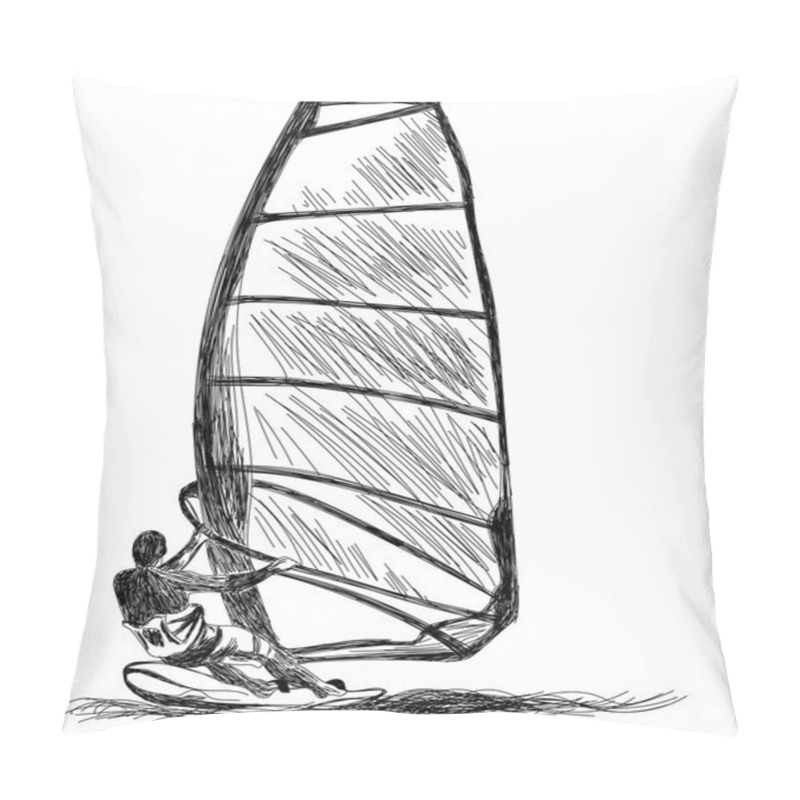 Personality  Windsurfing Sketch Pillow Covers