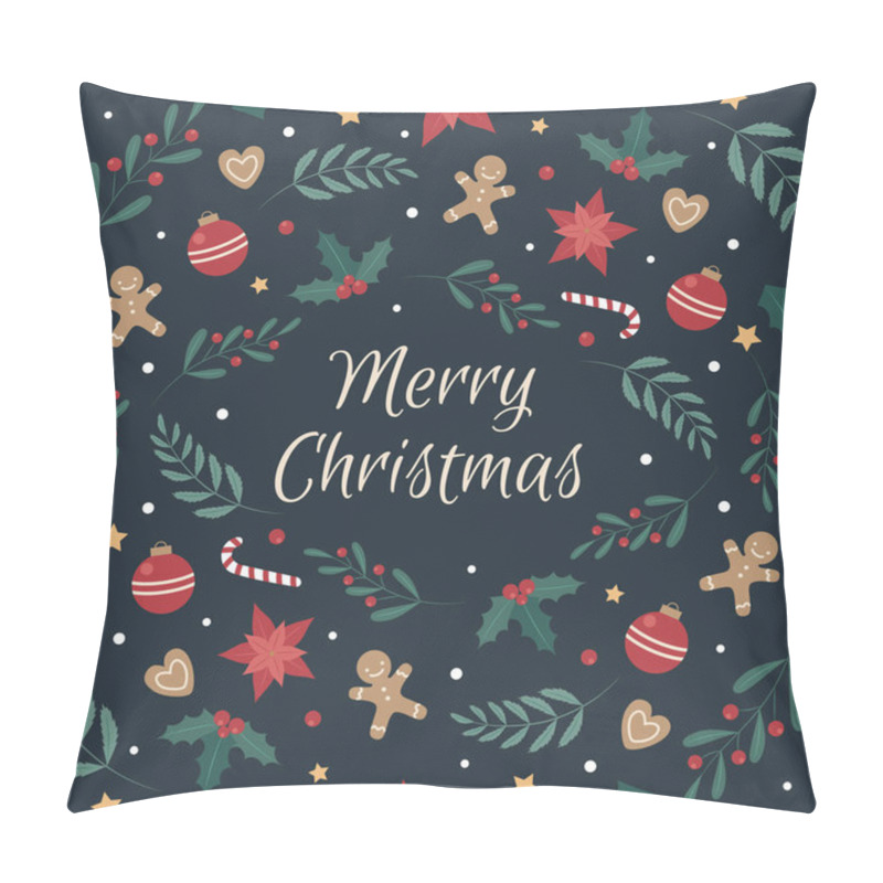 Personality  Holiday Seamless Pattern With Christmas Cookies And Decorations. Xmas Winter Poster Collection. Pillow Covers