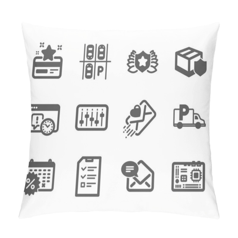 Personality  Set Of Business Icons, Such As Laureate, New Mail, Truck Parking Pillow Covers