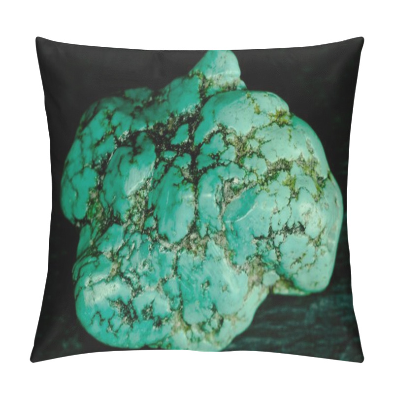 Personality  Raw Turquoise Gemstone Rock Isolated On Black Pillow Covers