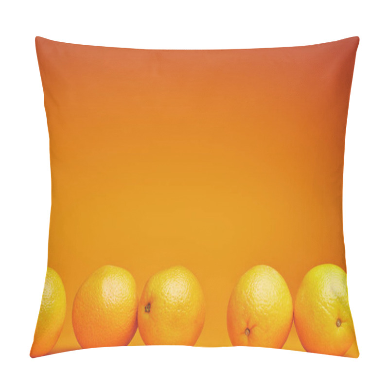 Personality  Close-up View Of Fresh Ripe Oranges On Orange Background Pillow Covers