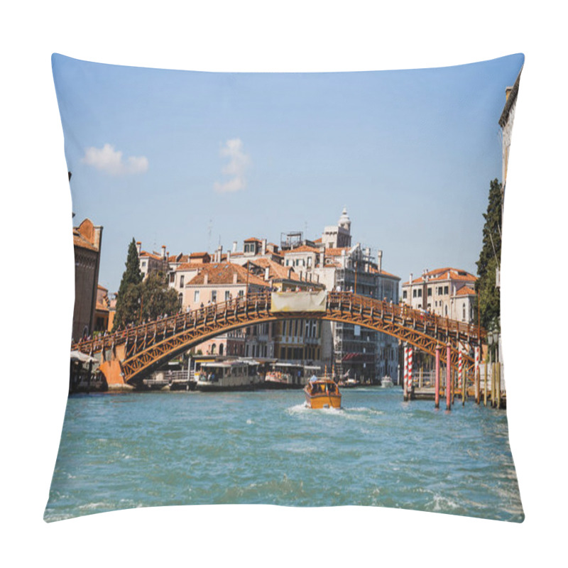 Personality  VENICE, ITALY - SEPTEMBER 24, 2019: Vaporetto Floating Under Accademia Bridge In Venice, Italy  Pillow Covers