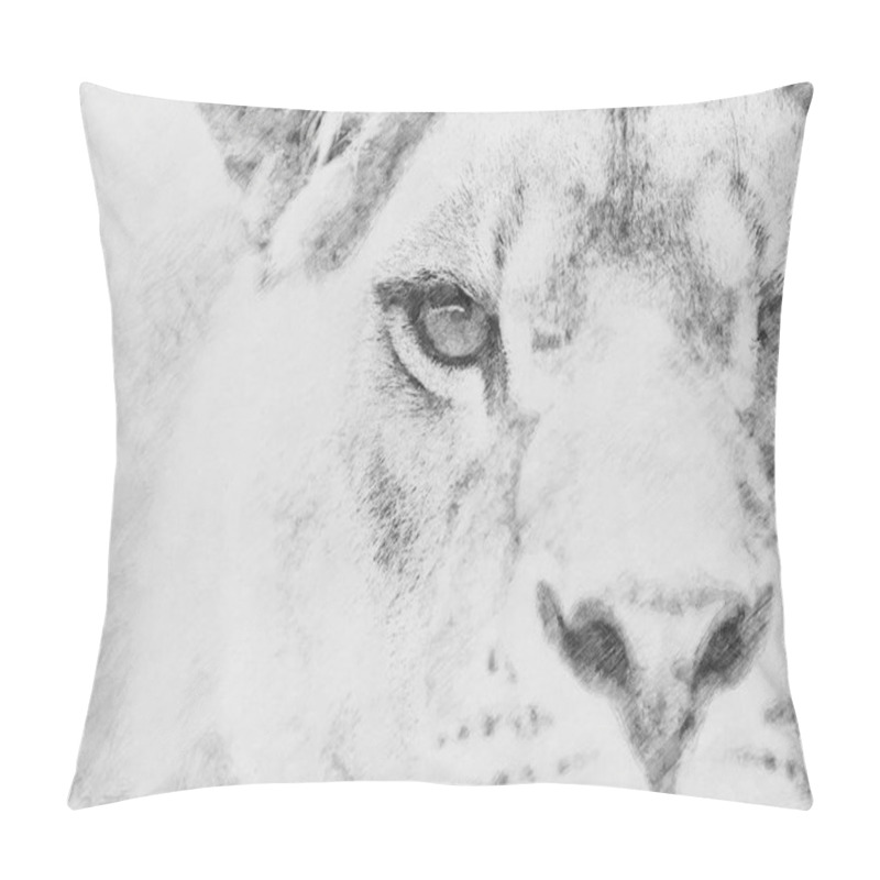 Personality  Lion. Sketch With Pencil Pillow Covers