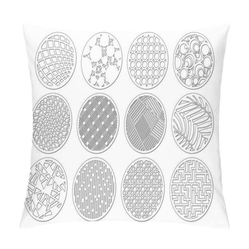 Personality  Set Round Template For Cutting. Abstract Line, Geometric Pattern. Laser Cut. Set Ratio 1:2. Vector Illustration. Pillow Covers