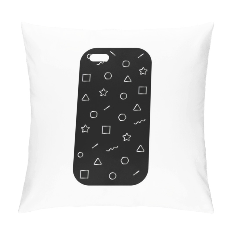 Personality  Modern Black Phone Cover With Silver Geometric Ornament Isolated On A White Pillow Covers