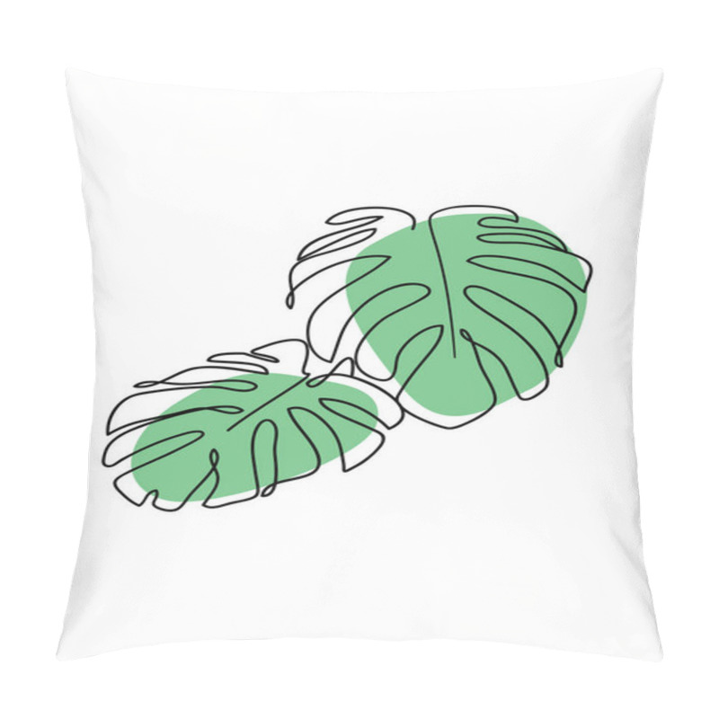 Personality  Monstera Leaves Continuous Line Drawing. One Line Drawing Art. Continuous Line Icon For Spa Salon Or Organic Cosmetics. Abstract Minimal Vector Illustration. Modern Decor. Pillow Covers