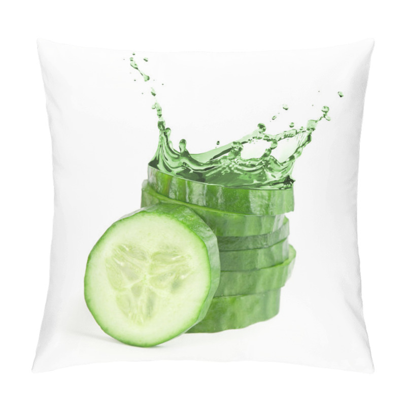 Personality  Fresh Cucumber Slices With Water Splash. Pillow Covers