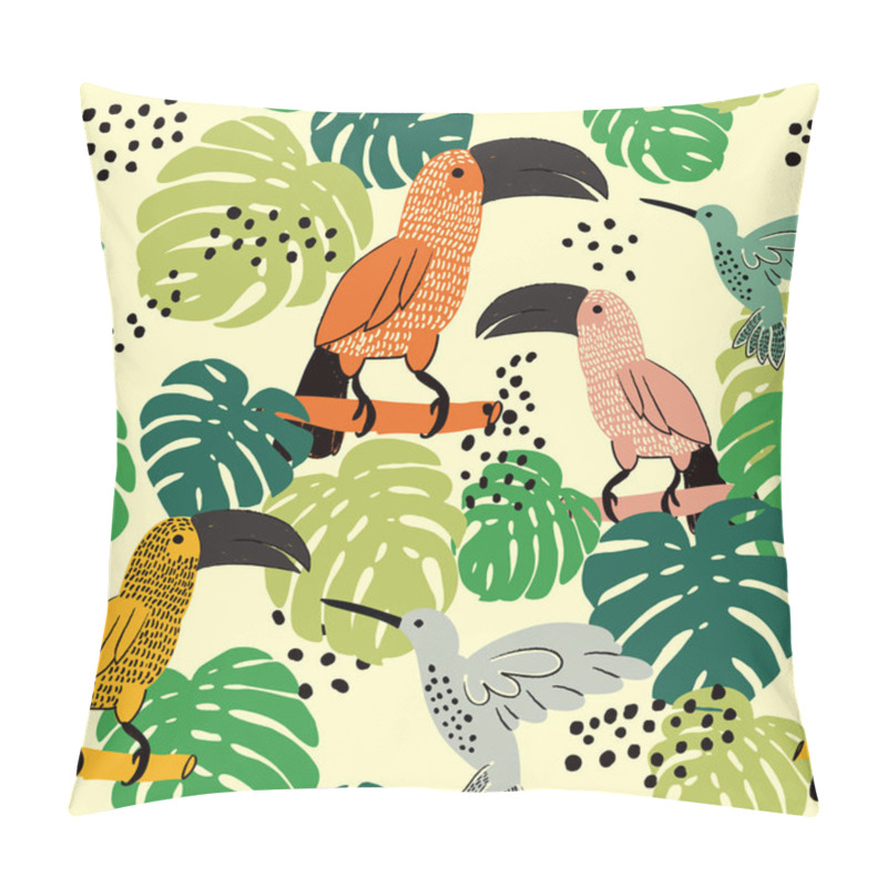 Personality  Abstract Hand Painted Seamless Animal Background.Isolated Birds Pillow Covers