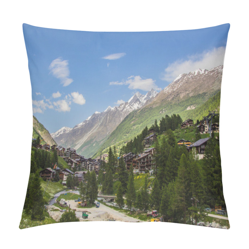 Personality  View Over Zermatt Village Pillow Covers