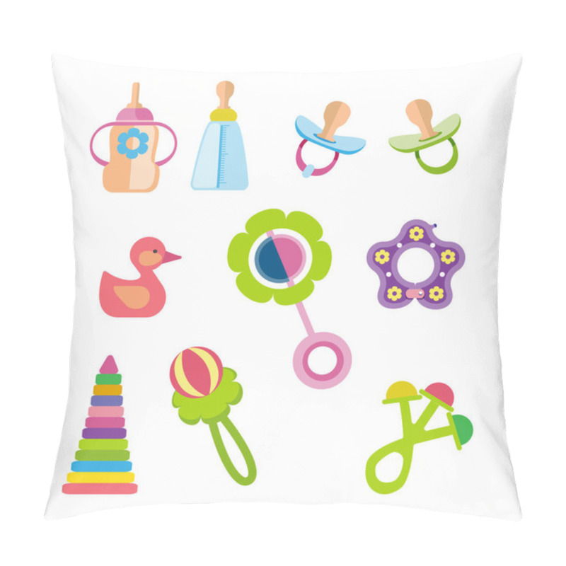 Personality  Set Of Kids, Children Toys And Accessories Concept. Pillow Covers