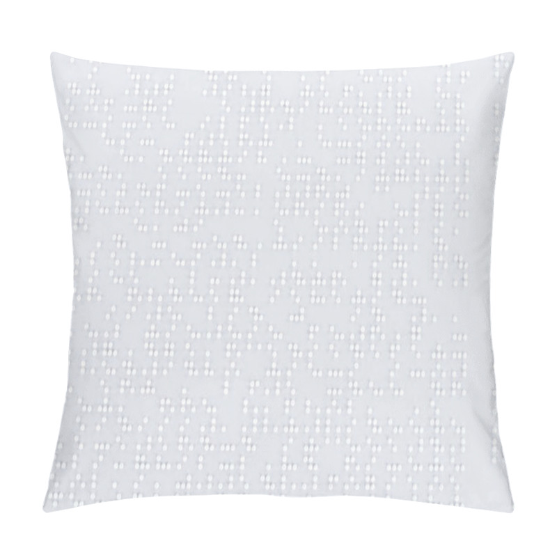 Personality  Top View Of Text In International Braille Code On White Paper Pillow Covers